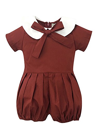 HESHENG Newborn Baby Girl Outfit Clothes Ruffled Romper Jumpsuit Bodysuit Sunsuit (80/6-12months, red)