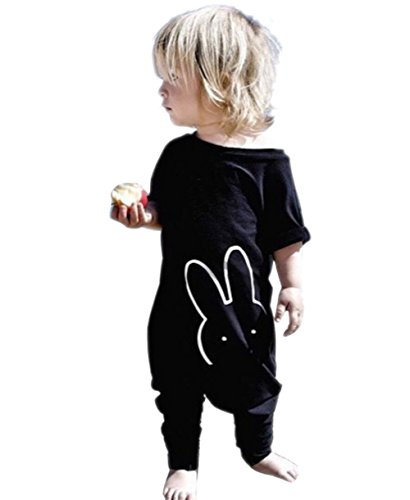 Baby Boy Girl Romper Bunny Print Short Sleeve Jumpsuit Zip Playsuit Outfits 3-4Y