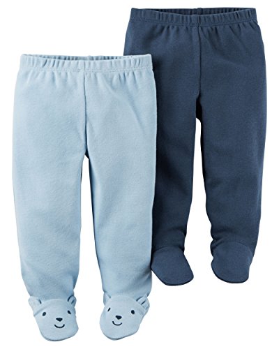 Carter's Baby Boys' 2 Pack Pants, Navy/Light Blue Footie, 6 Months