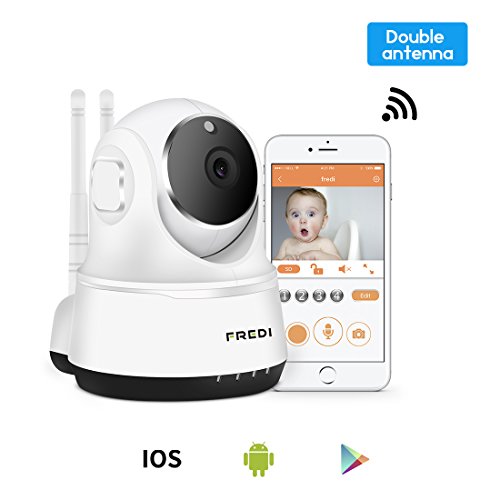 FREDI Wireless Baby Monitor Camera 720P Security IP Home Camera with Two-Way Talking,Infrared Night Vision,Pan Tilt,P2P Wps Ir-Cut Nanny ip Camera Motion Detection (White)