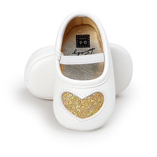 RVROVIC Baby Girl Moccasins Princess Sparkly Premium Lightweight Soft Sole Prewalker Toddler Shoes (M:6-12 months, C010-Gold)