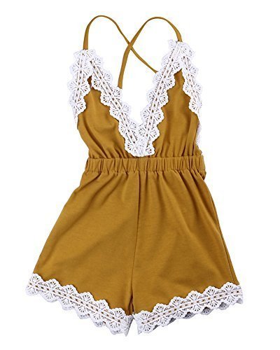 Baby Girls Halter One-pieces Romper Jumpsuit Sunsuit Outfit Clothes 0-24M (0-6 Months, Yellow)