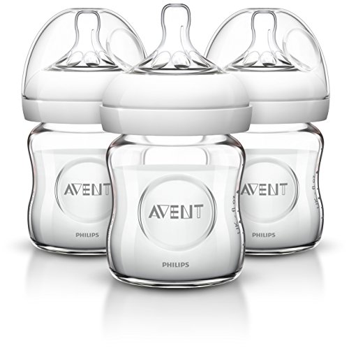 Philips Avent Natural Glass Baby Bottles, 4 Ounce (3 Pack)