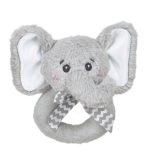 Bearington Baby Lil' Spout Elephant Plush Ring Rattle 5.5