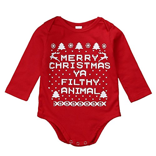 Lankey Christmas Outfit Newborn Baby Boy Girl Merry Christmas Long Sleeve Romper Bodysuit