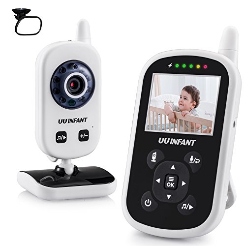Video Baby Monitor, UU Infant Night Vision Camera Temperature Monitor with Alarm, Night Light, 2 Way Talkback Audio[Baby Car Mirror Included]