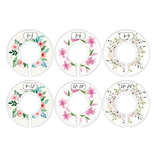 Baby Closet Dividers, First Bouquet, Girl, Set of 6 Size Organizers, Flowers