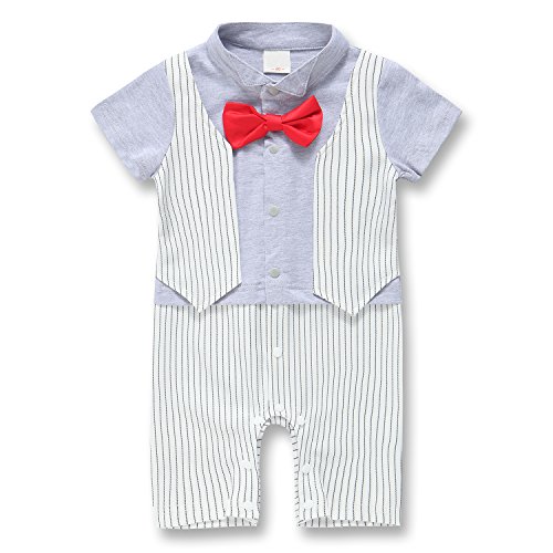 Baby Boy Rompers, Toddler Short Sleeve Tuxedo Suit Set Infant Outfit Onesie